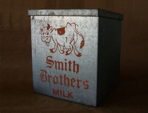 vintage galvanized steel milk box|vintage metal milk box.